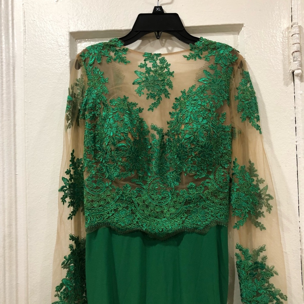 Nicole Bakti Green Evening Gown